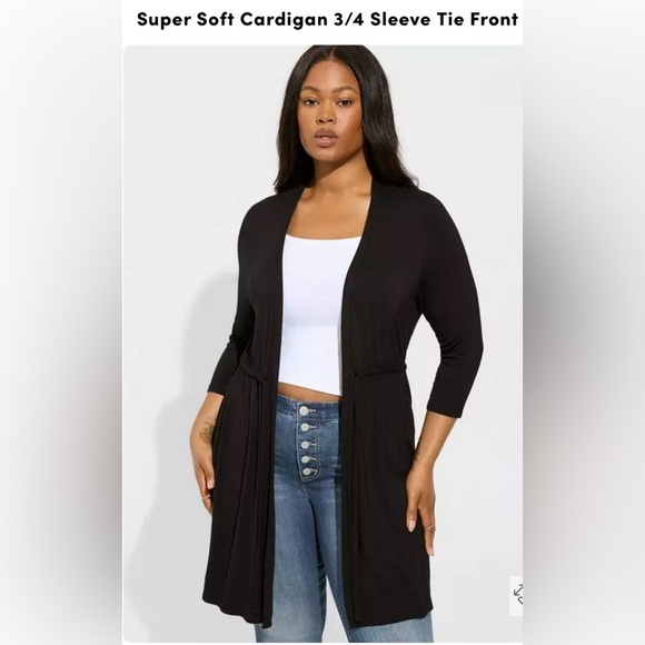Torrid Black Long Open-Front Cardigan - Picture 1 of 8